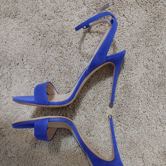 NEW CASADEI pellame open toe ankle strap blue suede sandals heels EU 35.5 - Picture 3 of 15